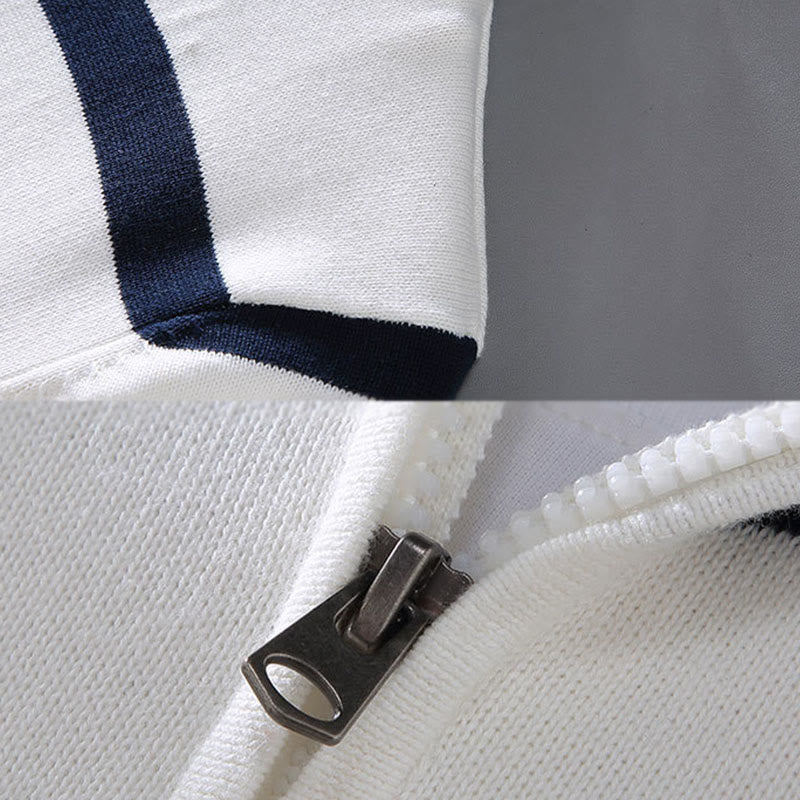 Tactile Cotton Striped Half-Zip Grounding Men's Sweater