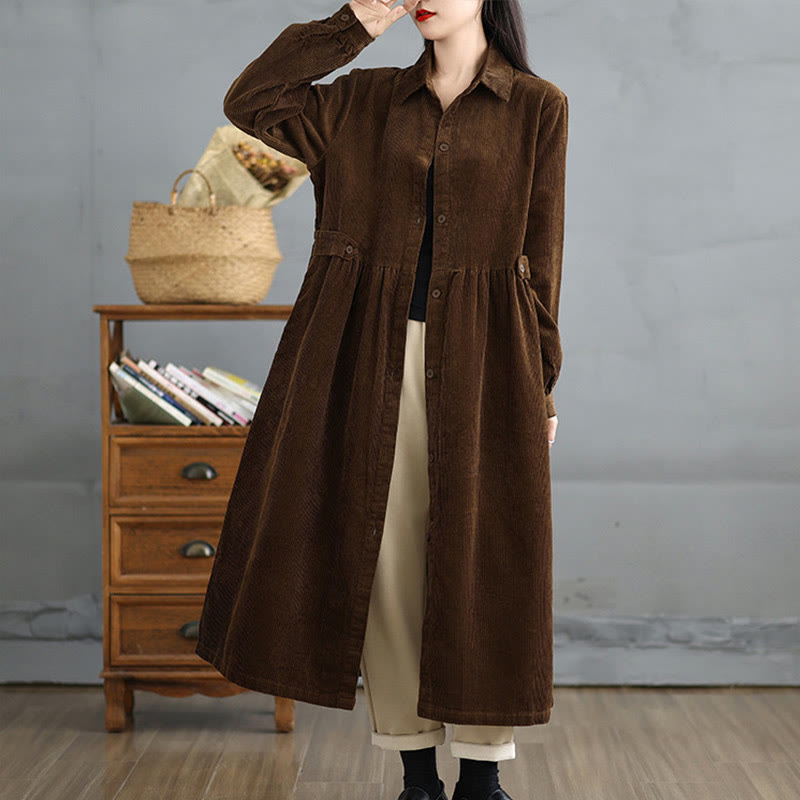 Textured Cotton Corduroy Lapel Coat for Mindful Daily Layering