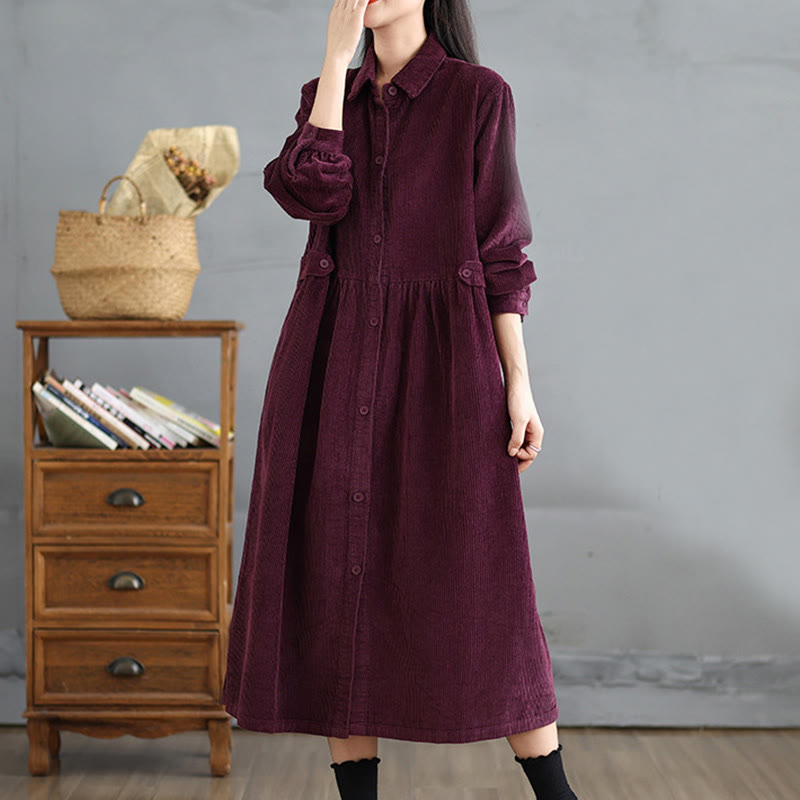 Textured Cotton Corduroy Lapel Coat for Mindful Daily Layering