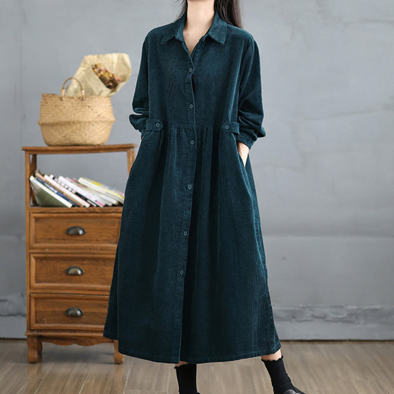 Textured Cotton Corduroy Lapel Coat for Mindful Daily Layering