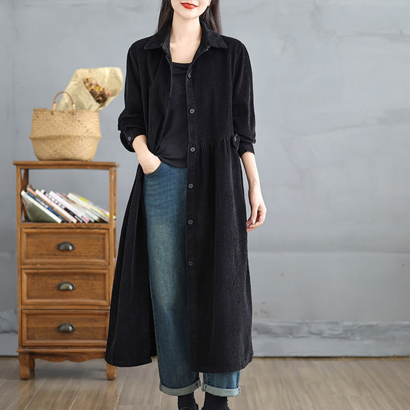 Textured Cotton Corduroy Lapel Coat for Mindful Daily Layering