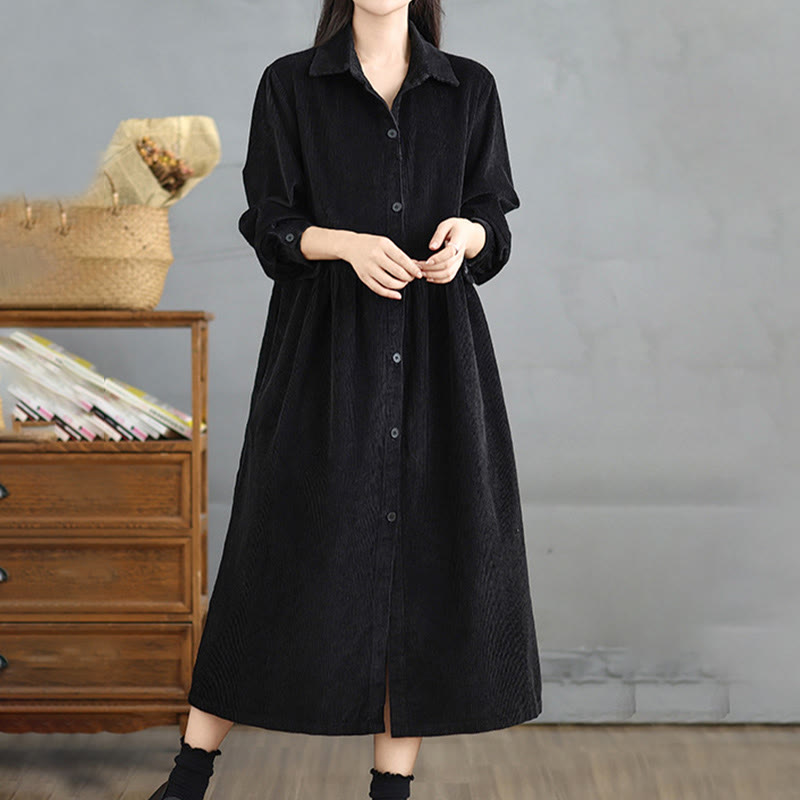 Textured Cotton Corduroy Lapel Coat for Mindful Daily Layering