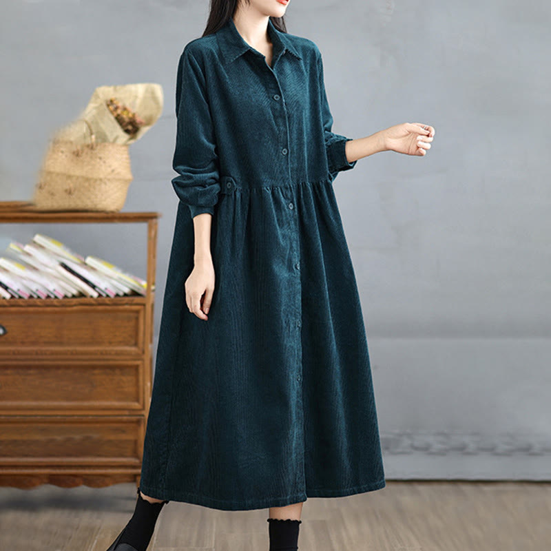 Textured Cotton Corduroy Lapel Coat for Mindful Daily Layering