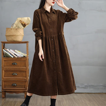 Textured Cotton Corduroy Lapel Coat for Mindful Daily Layering