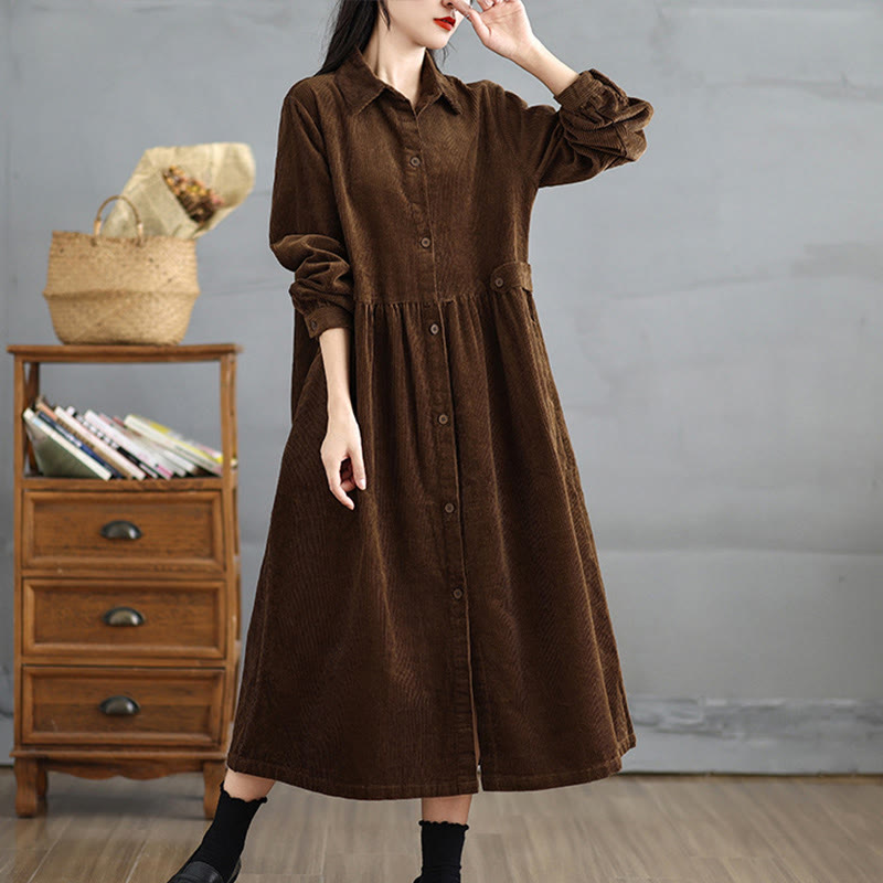 Textured Cotton Corduroy Lapel Coat for Mindful Daily Layering