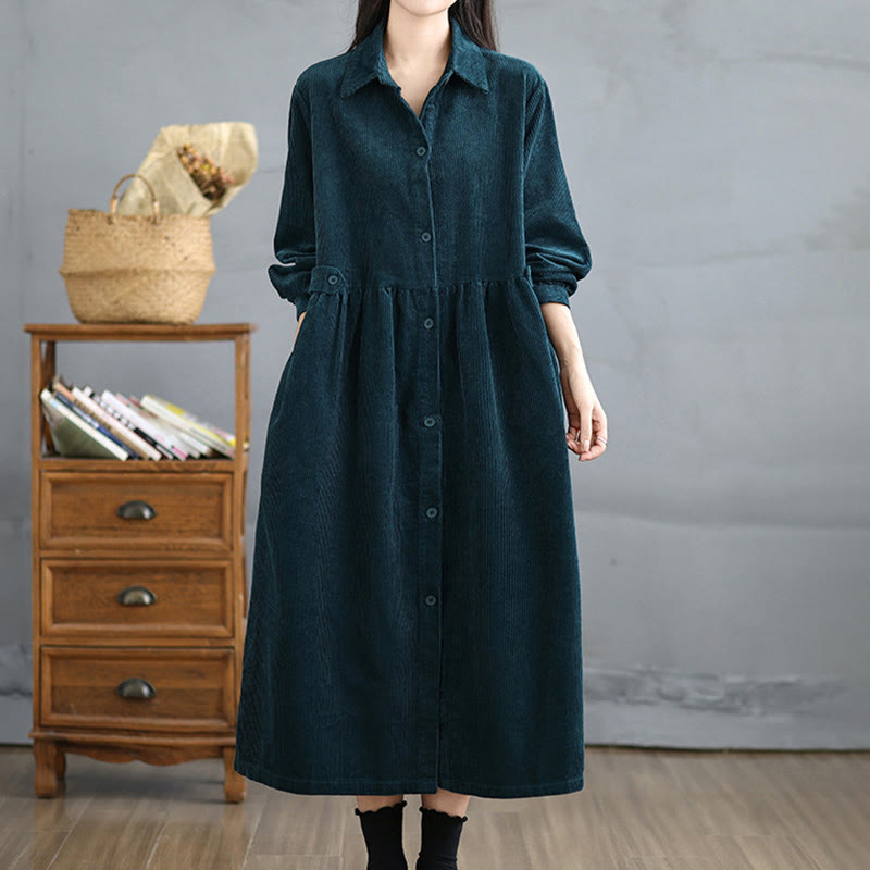 Textured Cotton Corduroy Lapel Coat for Mindful Daily Layering