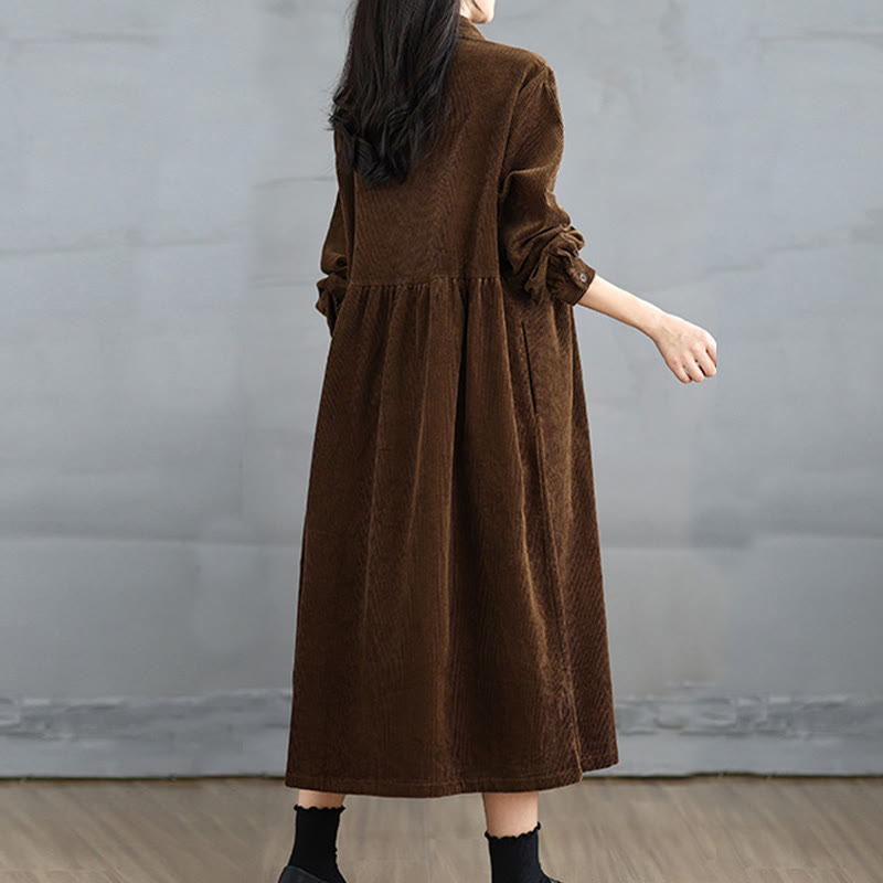 Textured Cotton Corduroy Lapel Coat for Mindful Daily Layering