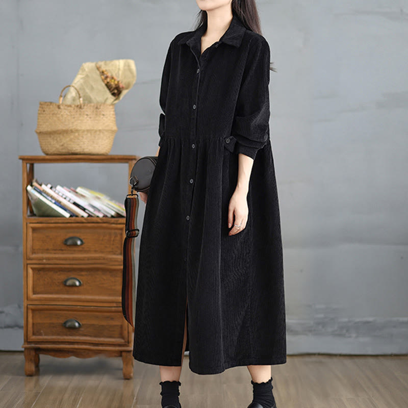 Textured Cotton Corduroy Lapel Coat for Mindful Daily Layering