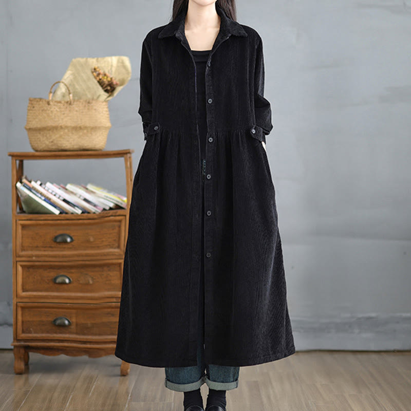 Textured Cotton Corduroy Lapel Coat for Mindful Daily Layering