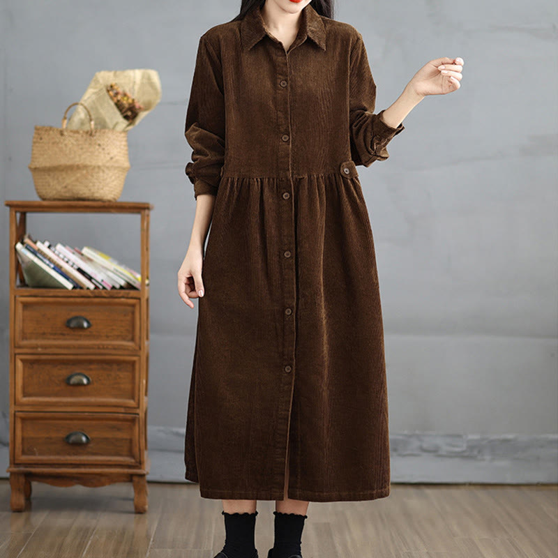 Textured Cotton Corduroy Lapel Coat for Mindful Daily Layering