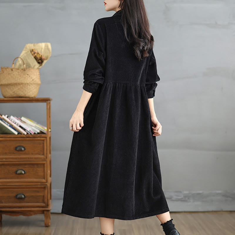 Textured Cotton Corduroy Lapel Coat for Mindful Daily Layering