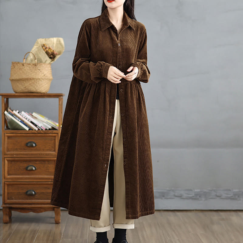 Textured Cotton Corduroy Lapel Coat for Mindful Daily Layering