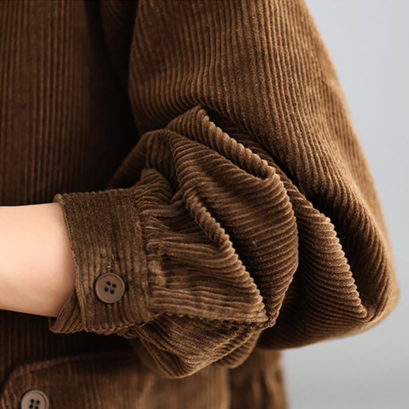 Textured Cotton Corduroy Lapel Coat for Mindful Daily Layering