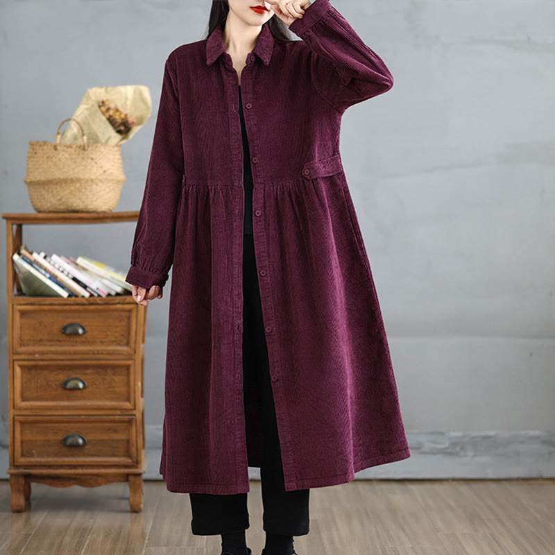 Textured Cotton Corduroy Lapel Coat for Mindful Daily Layering