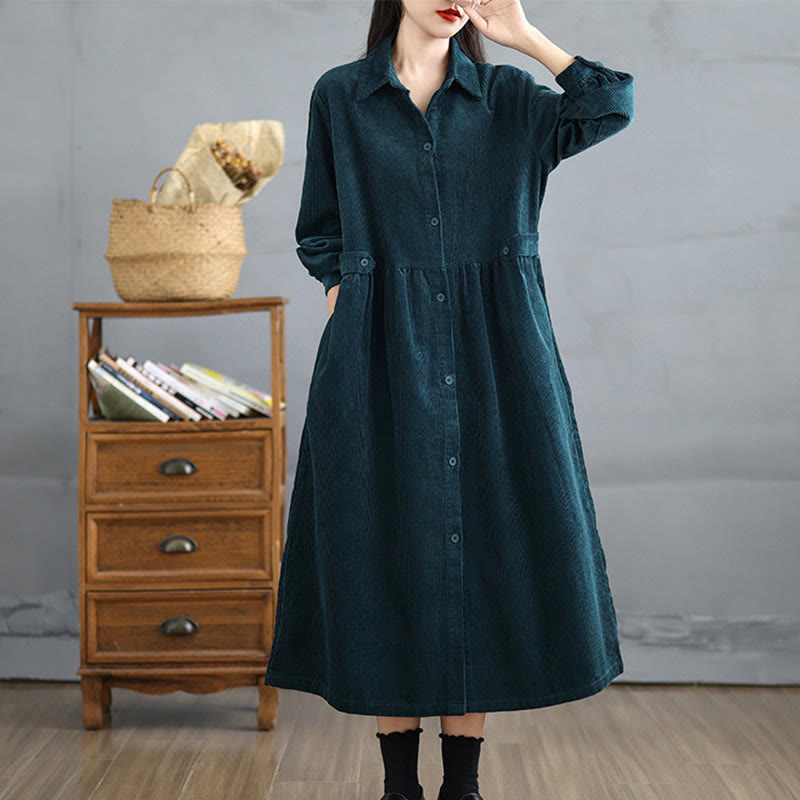 Textured Cotton Corduroy Lapel Coat for Mindful Daily Layering