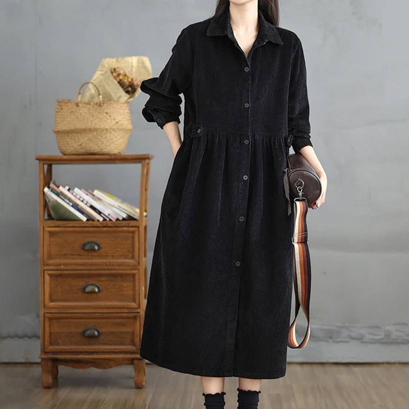 Textured Cotton Corduroy Lapel Coat for Mindful Daily Layering