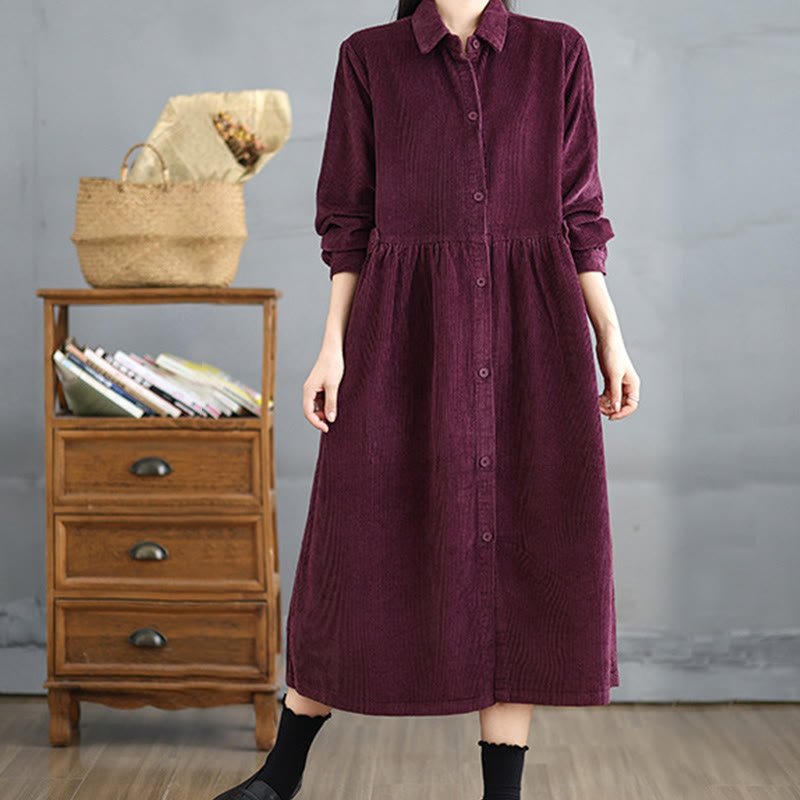 Textured Cotton Corduroy Lapel Coat for Mindful Daily Layering