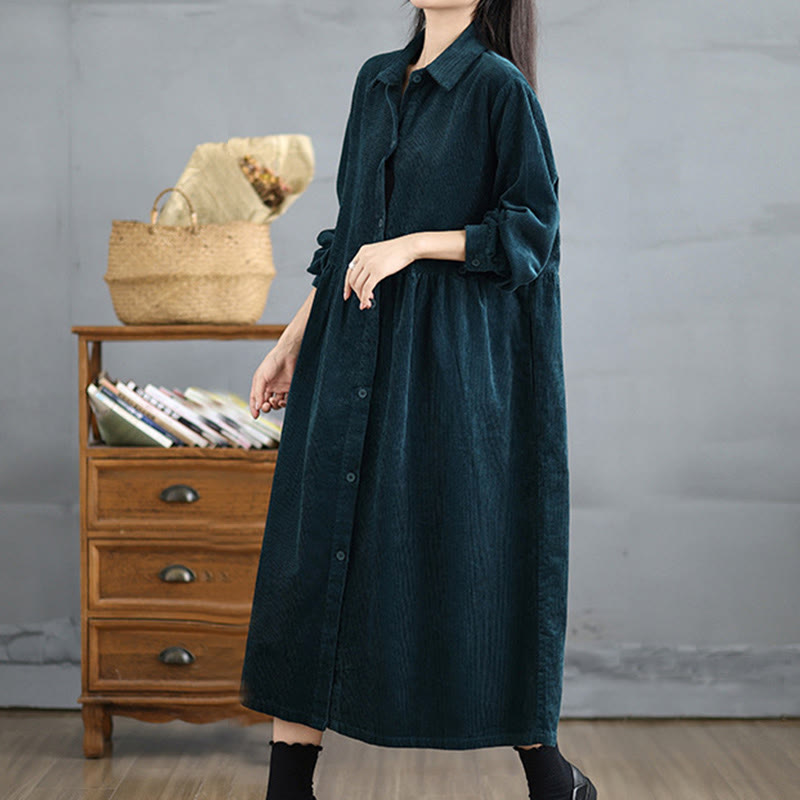 Textured Cotton Corduroy Lapel Coat for Mindful Daily Layering