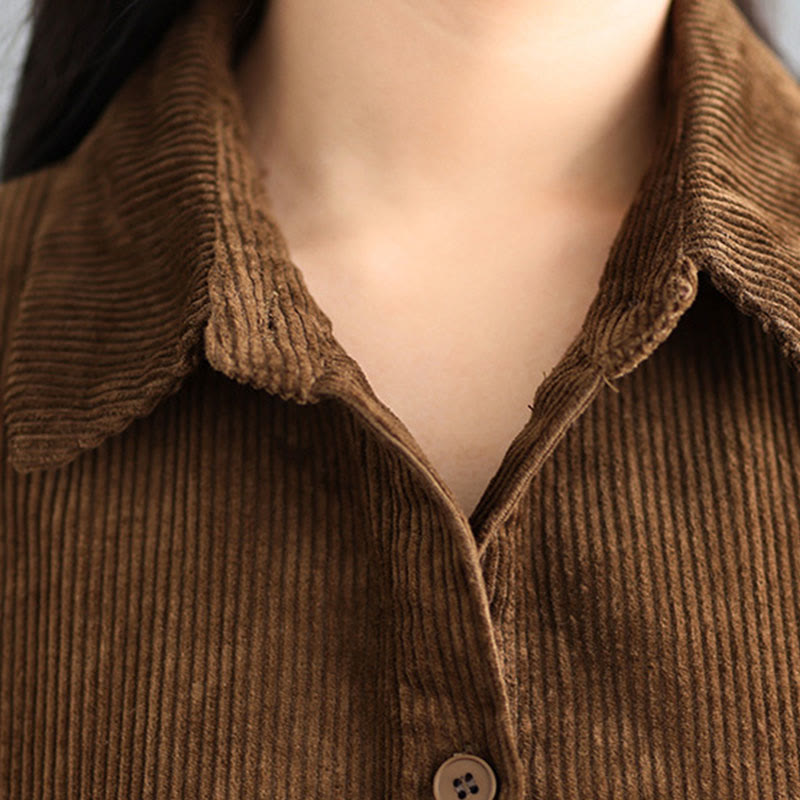 Textured Cotton Corduroy Lapel Coat for Mindful Daily Layering