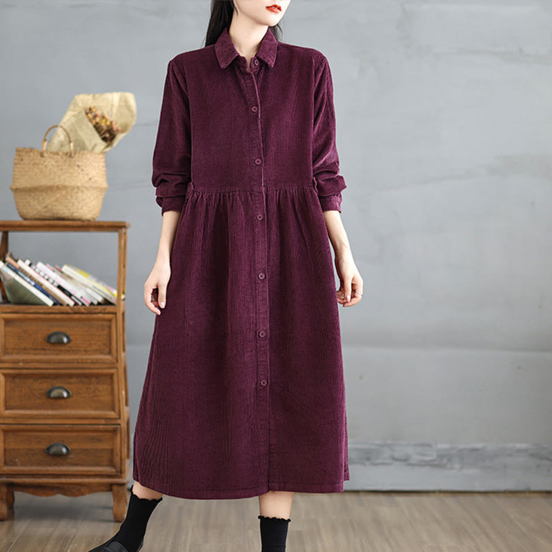 Textured Cotton Corduroy Lapel Coat for Mindful Daily Layering