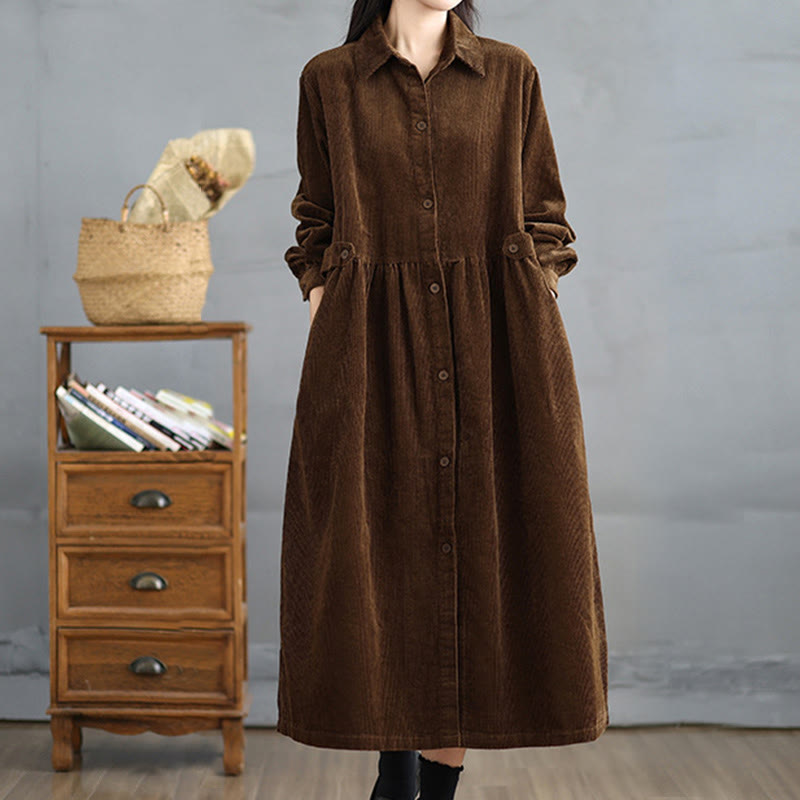 Textured Cotton Corduroy Lapel Coat for Mindful Daily Layering