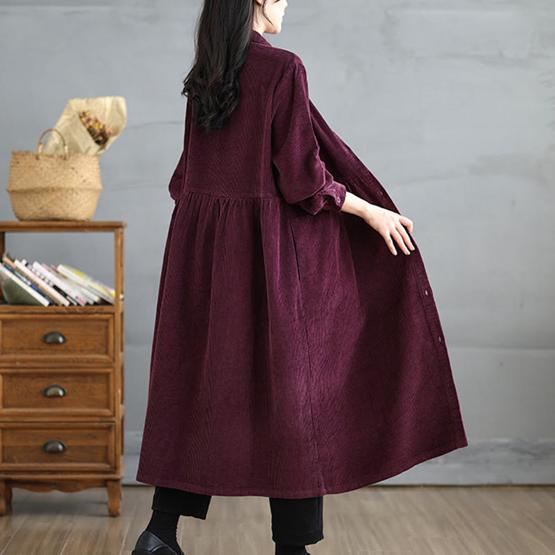 Textured Cotton Corduroy Lapel Coat for Mindful Daily Layering