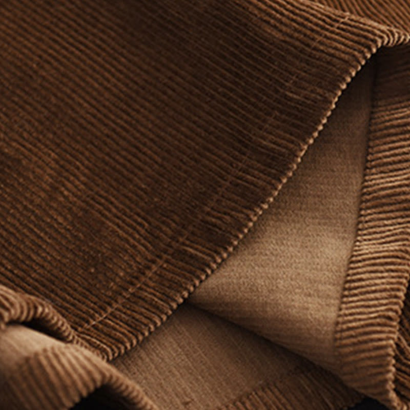 Women's Plain Cotton Corduroy 7-8 Length Skirt With Pockets