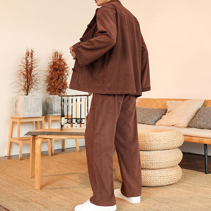 Tactile Cotton Corduroy Minimalist Meditation Shirt and Pants Set