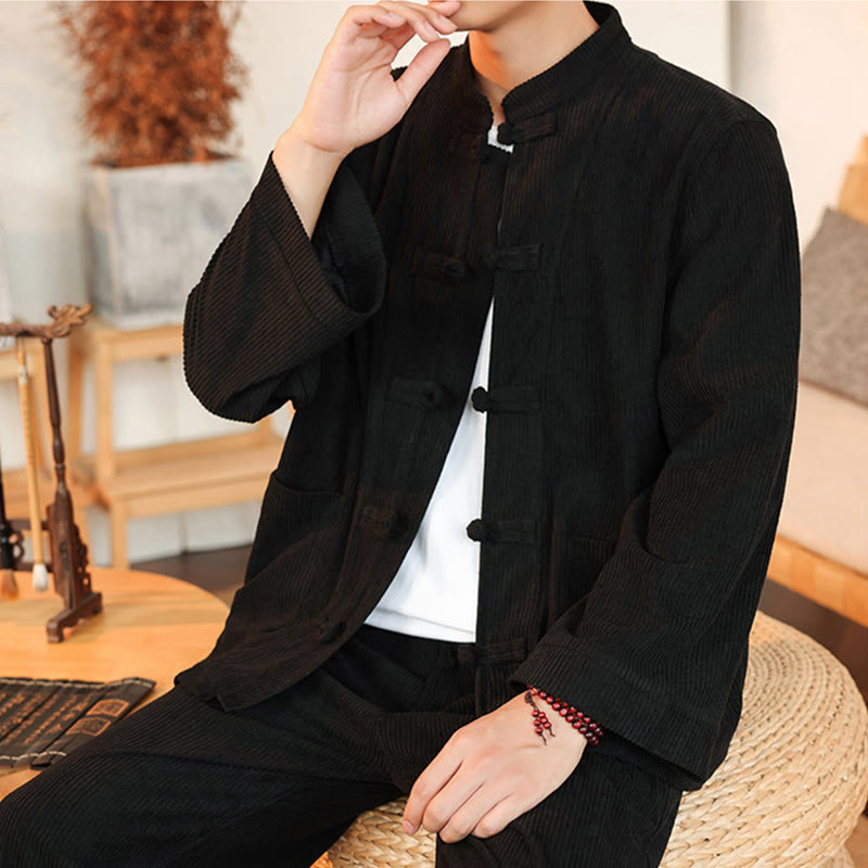 Tactile Cotton Corduroy Minimalist Meditation Shirt and Pants Set