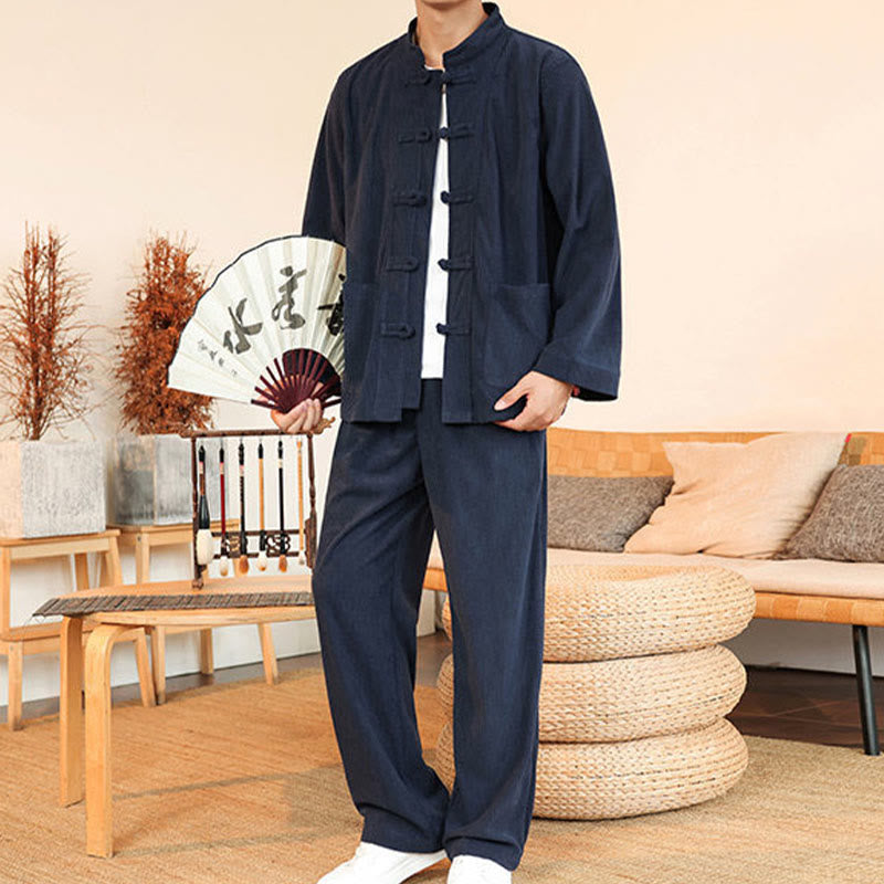 Tactile Cotton Corduroy Minimalist Meditation Shirt and Pants Set
