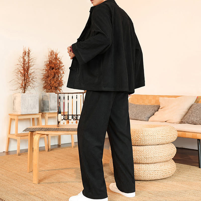 Tactile Cotton Corduroy Minimalist Meditation Shirt and Pants Set