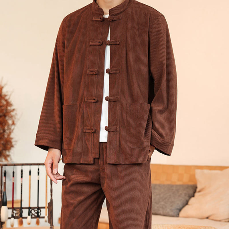 Tactile Cotton Corduroy Minimalist Meditation Shirt and Pants Set