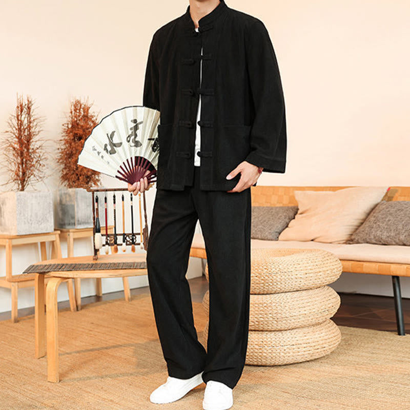 Tactile Cotton Corduroy Minimalist Meditation Shirt and Pants Set