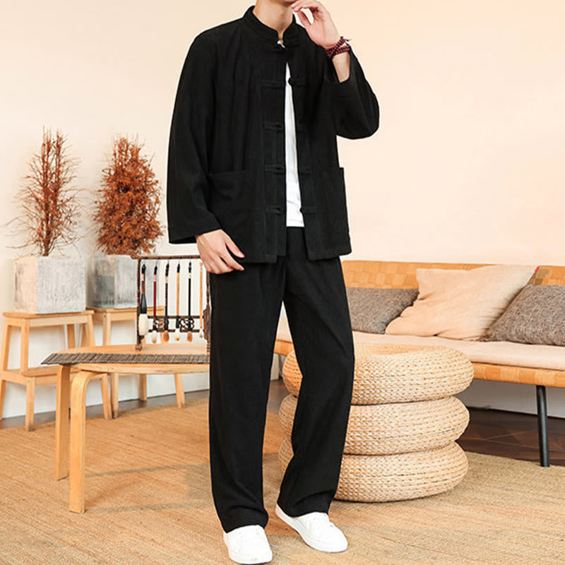 Tactile Cotton Corduroy Minimalist Meditation Shirt and Pants Set