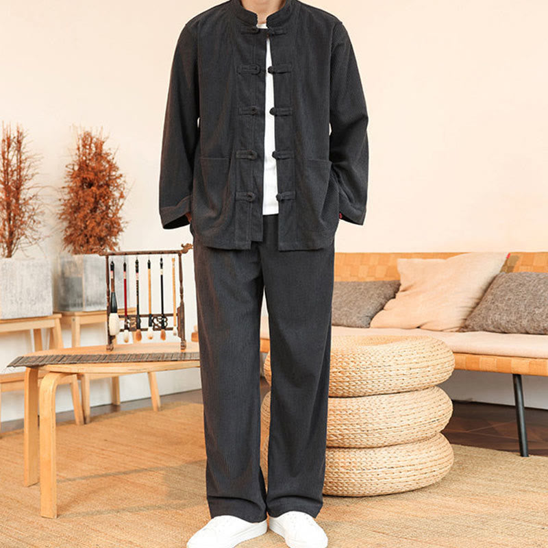 Tactile Cotton Corduroy Minimalist Meditation Shirt and Pants Set