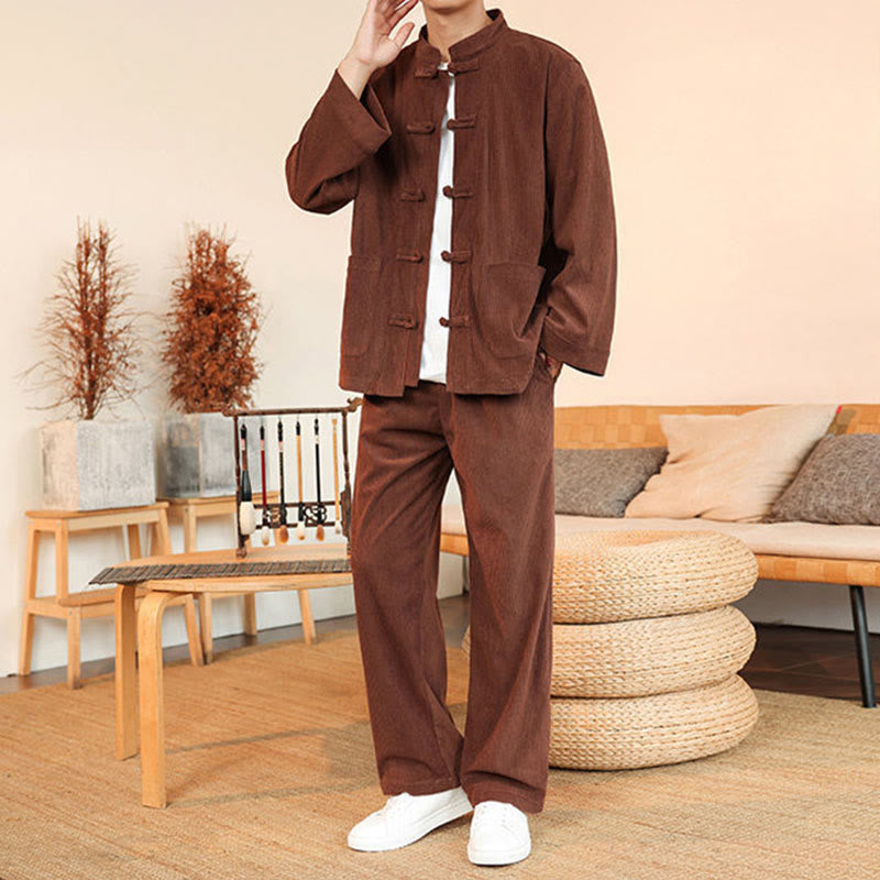 Tactile Cotton Corduroy Minimalist Meditation Shirt and Pants Set