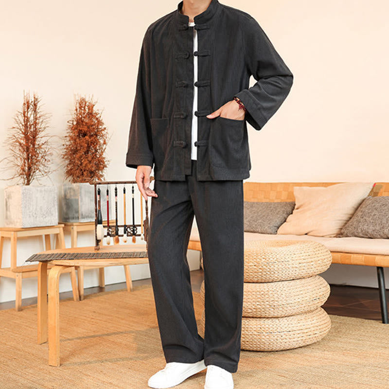 Tactile Cotton Corduroy Minimalist Meditation Shirt and Pants Set