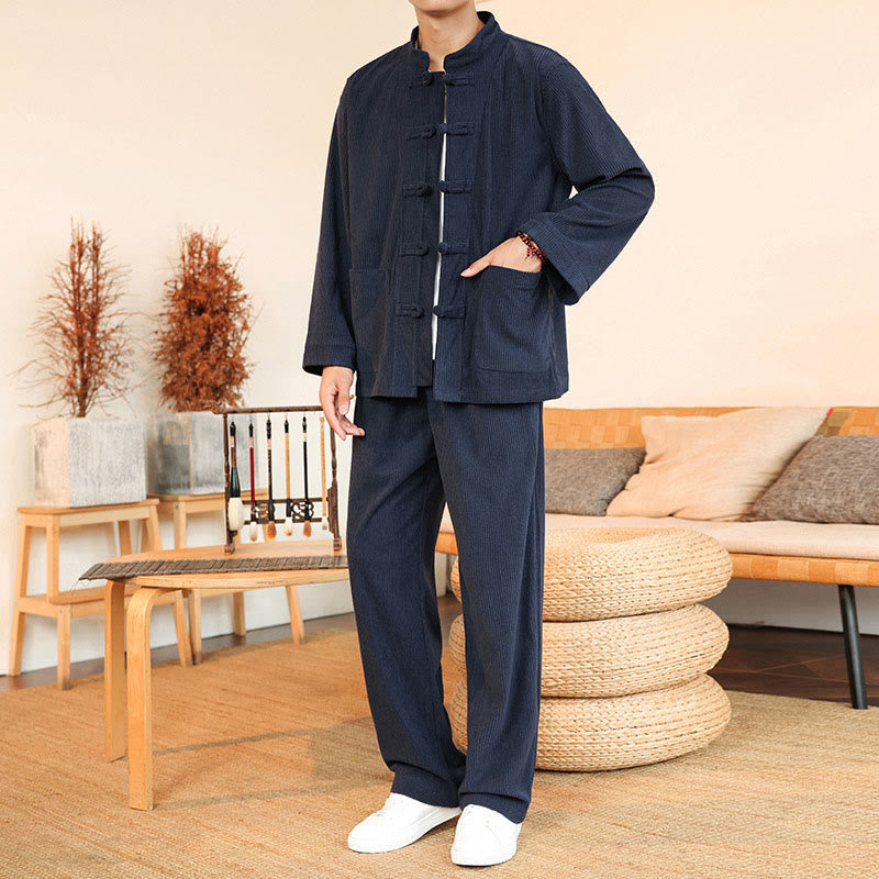 Tactile Cotton Corduroy Minimalist Meditation Shirt and Pants Set