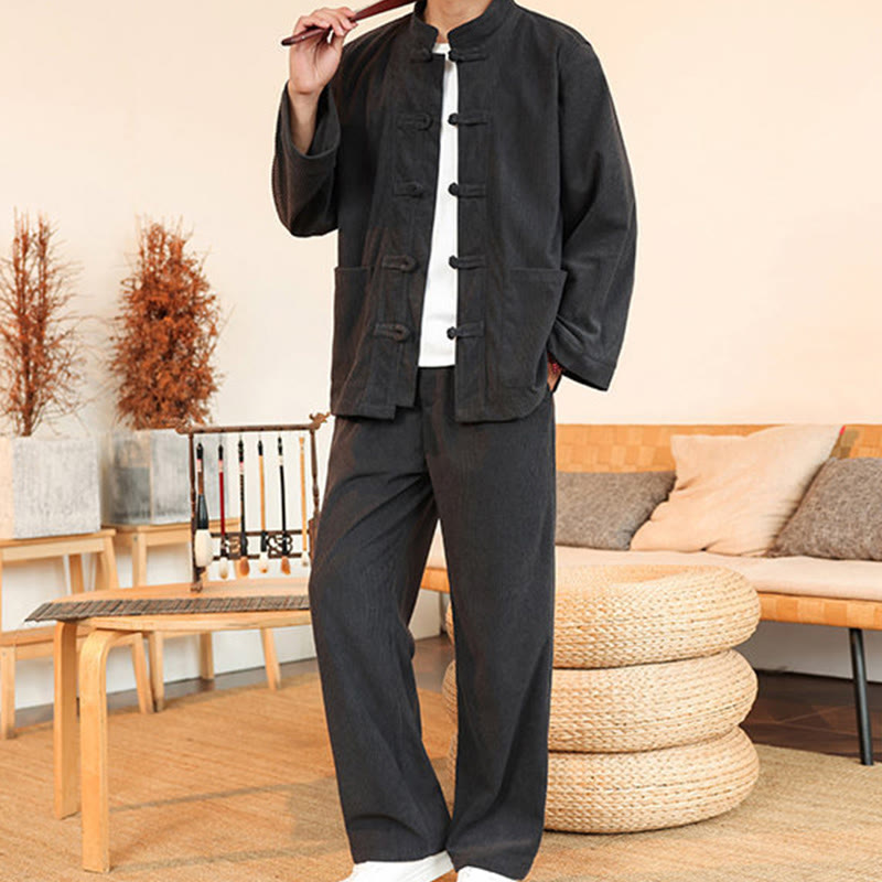 Tactile Cotton Corduroy Minimalist Meditation Shirt and Pants Set