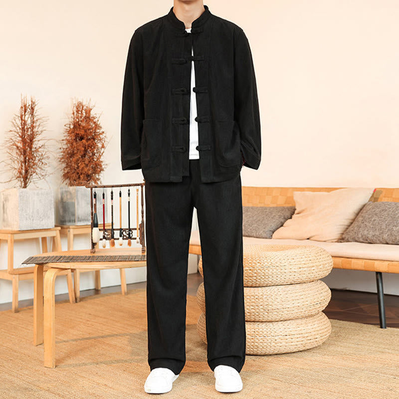 Tactile Cotton Corduroy Minimalist Meditation Shirt and Pants Set