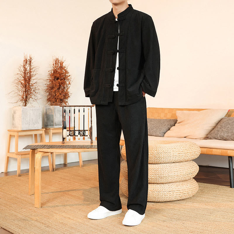 Tactile Cotton Corduroy Minimalist Meditation Shirt and Pants Set