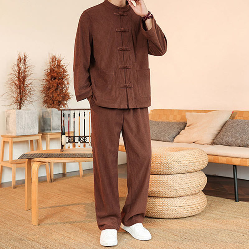 Tactile Cotton Corduroy Minimalist Meditation Shirt and Pants Set