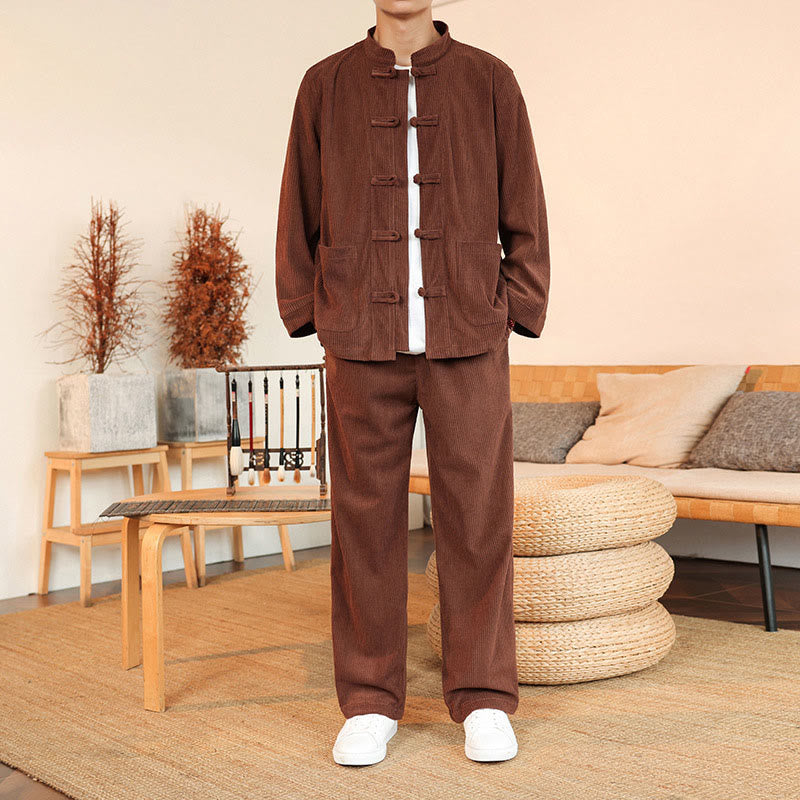 Tactile Cotton Corduroy Minimalist Meditation Shirt and Pants Set