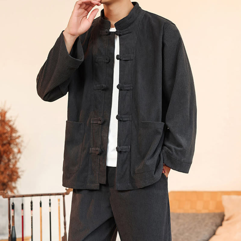 Tactile Cotton Corduroy Minimalist Meditation Shirt and Pants Set