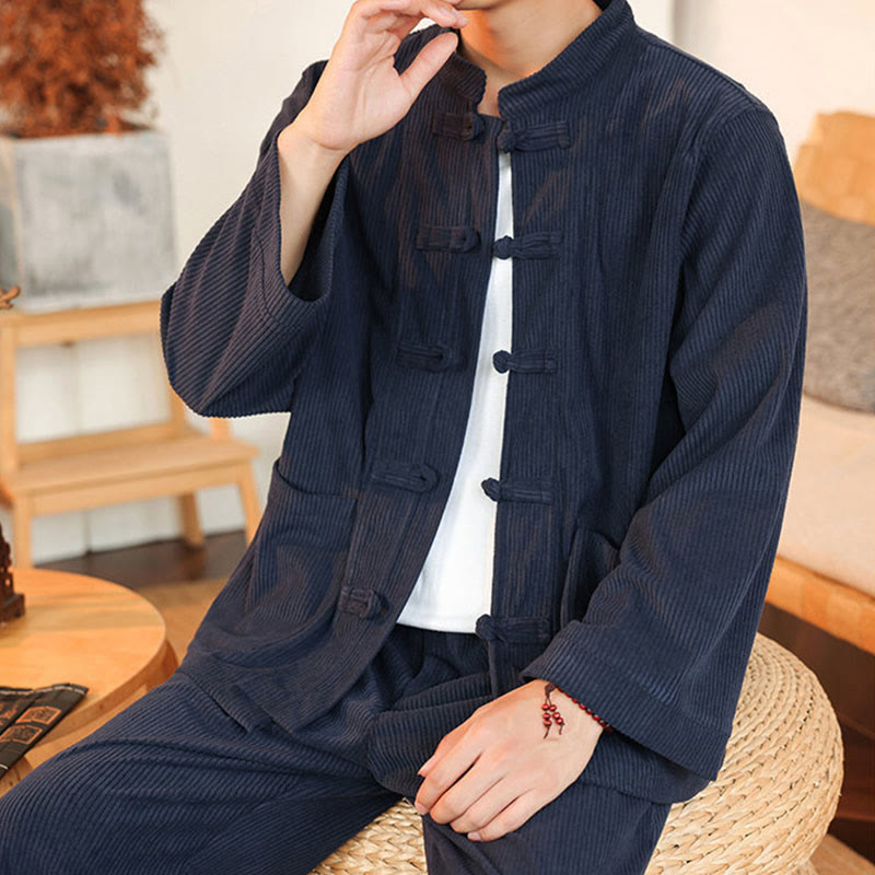 Tactile Cotton Corduroy Minimalist Meditation Shirt and Pants Set