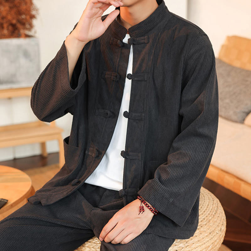 Tactile Cotton Corduroy Minimalist Meditation Shirt and Pants Set