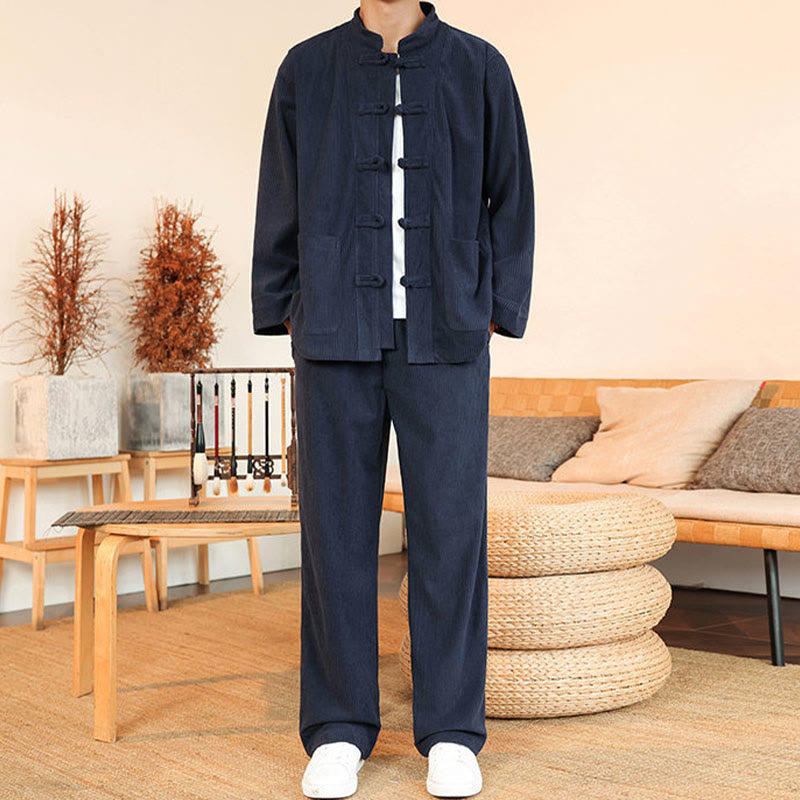 Tactile Cotton Corduroy Minimalist Meditation Shirt and Pants Set