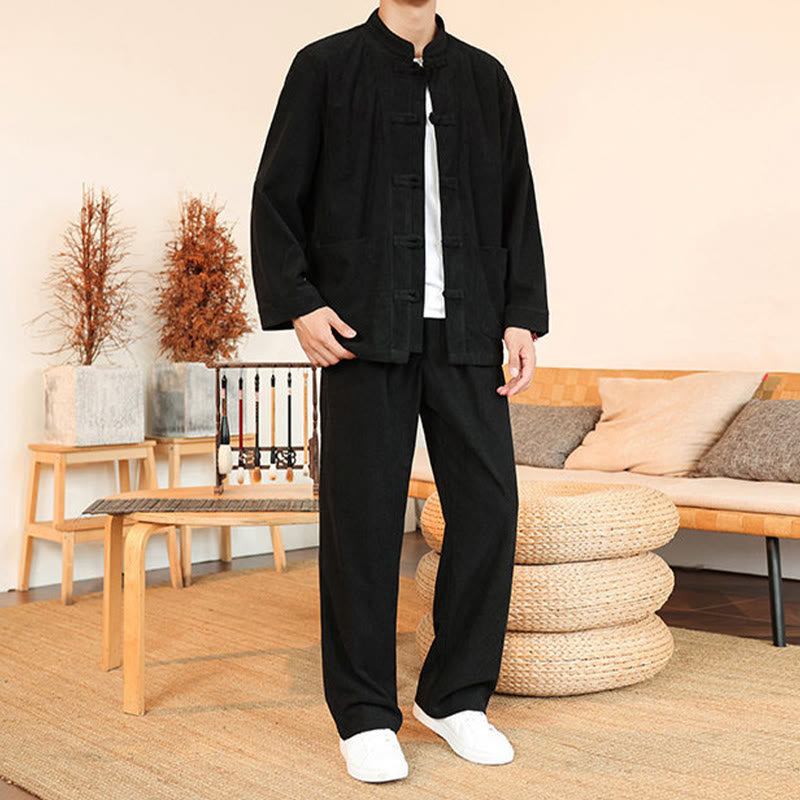 Tactile Cotton Corduroy Minimalist Meditation Shirt and Pants Set