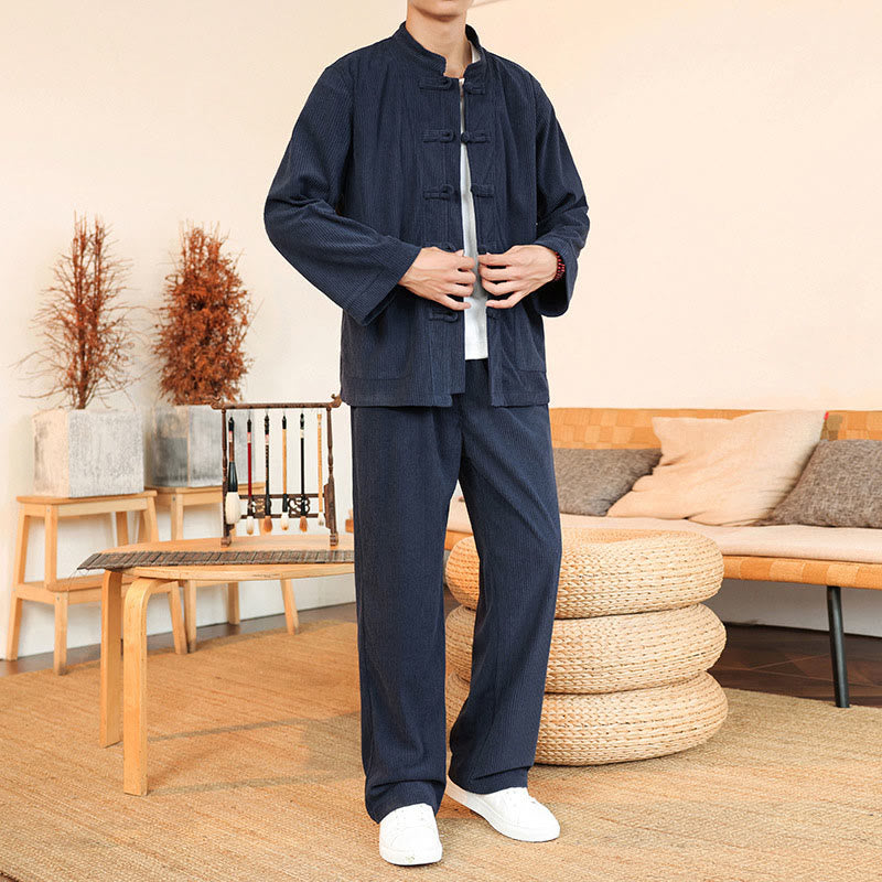 Tactile Cotton Corduroy Minimalist Meditation Shirt and Pants Set