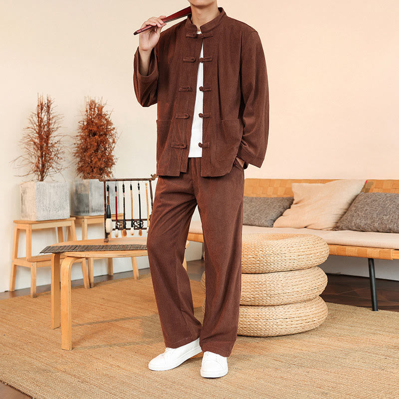 Tactile Cotton Corduroy Minimalist Meditation Shirt and Pants Set